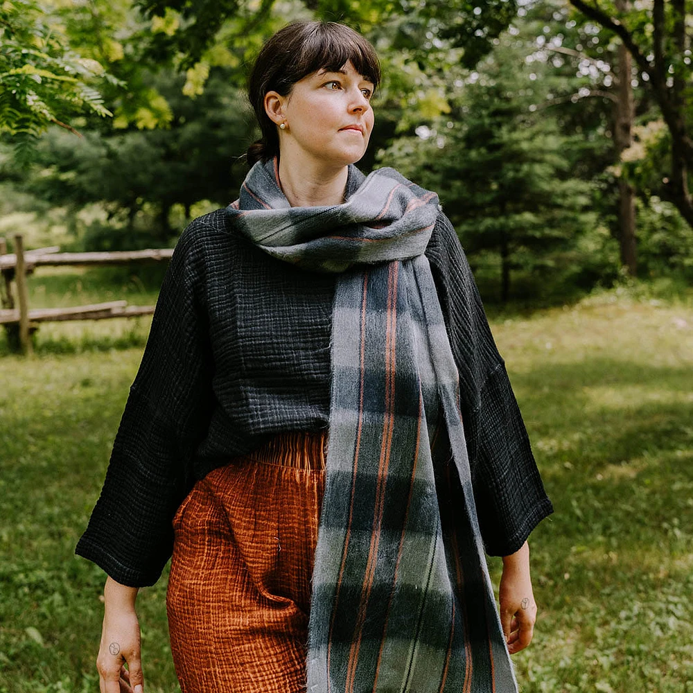 Alpaca Seamless Plaid Scarf