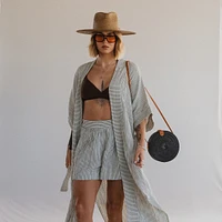 Striped Crinkle Cotton Shorts