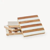 Wooden Coaster with Resin Finish - Set of 4