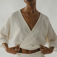 Crinkle Balloon Sleeve Top