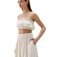 Linen-Cotton Bandeau Top