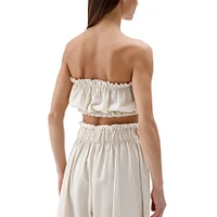 Linen-Cotton Bandeau Top