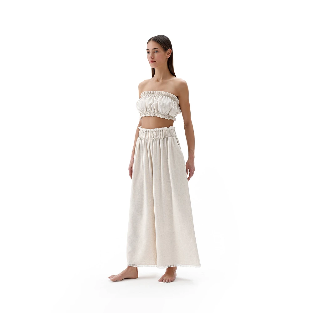 Linen-Cotton Bandeau Top