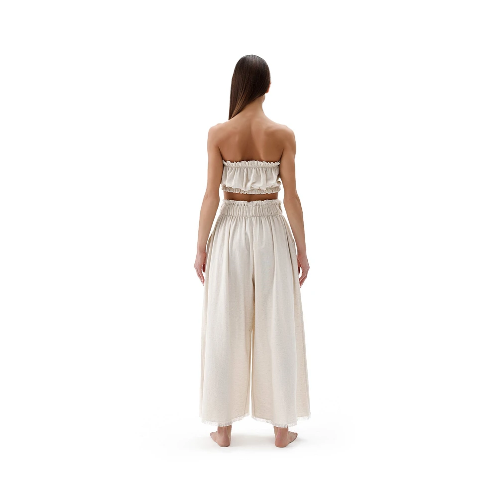 Linen-Cotton Bandeau Top