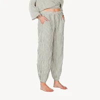 Striped Crinkle Cotton Jogger Pants