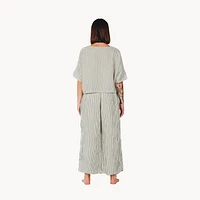 Striped Crinkle Cotton Palazzo Pants