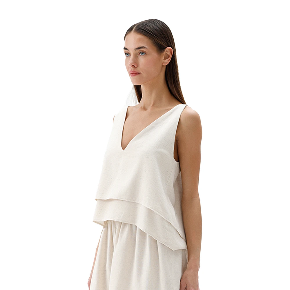 Linen-Cotton Tank Blouse