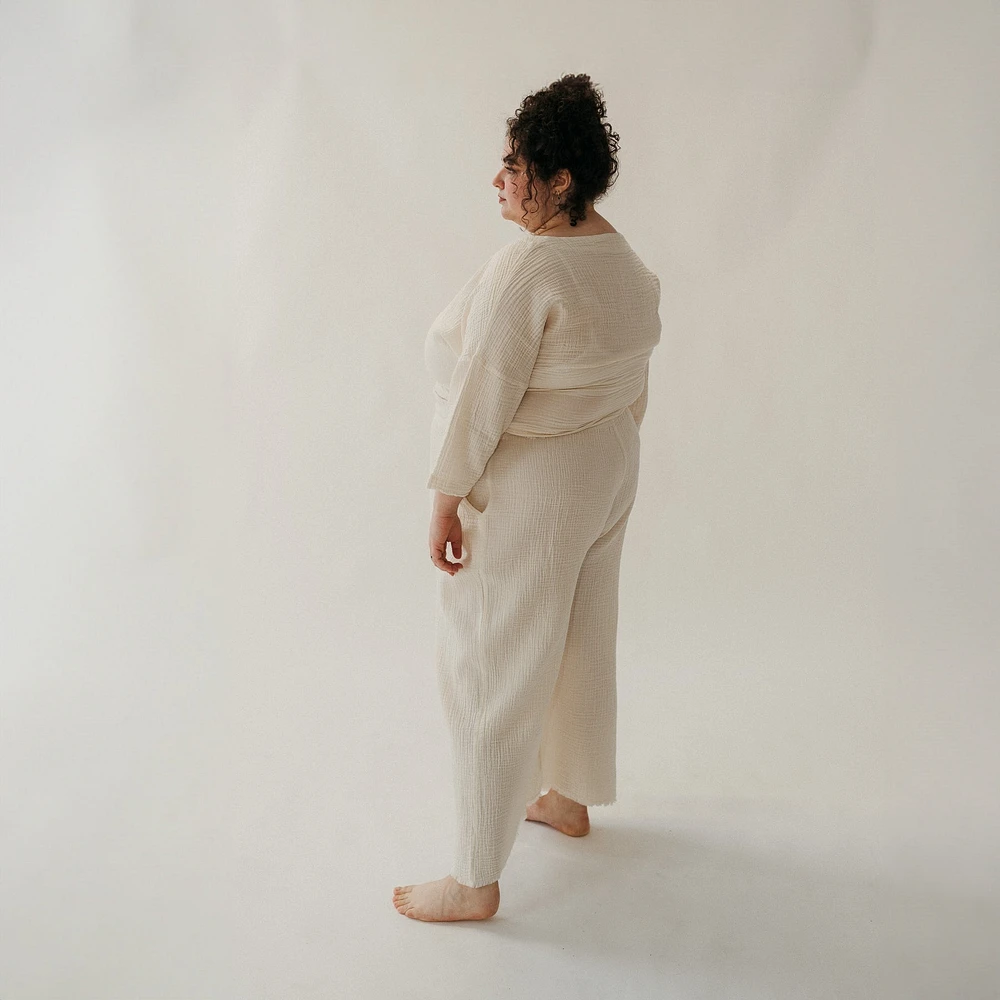 Crinkle Drawstring Palazzo Pants Plus