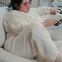 Crinkle Drawstring Palazzo Pants Plus
