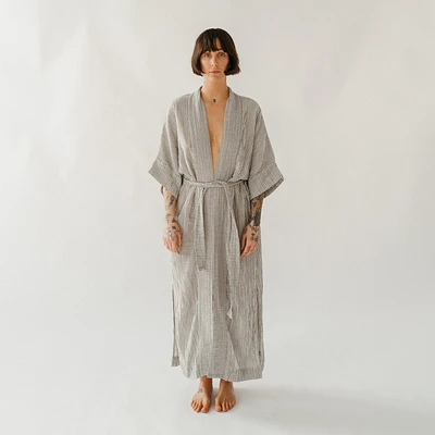 Striped Crinkle Cotton Robe