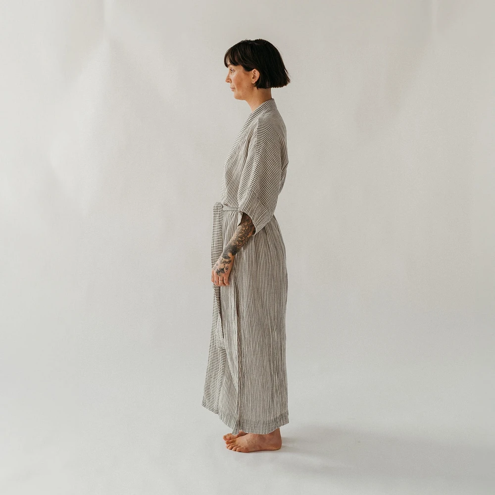 Striped Crinkle Cotton Robe