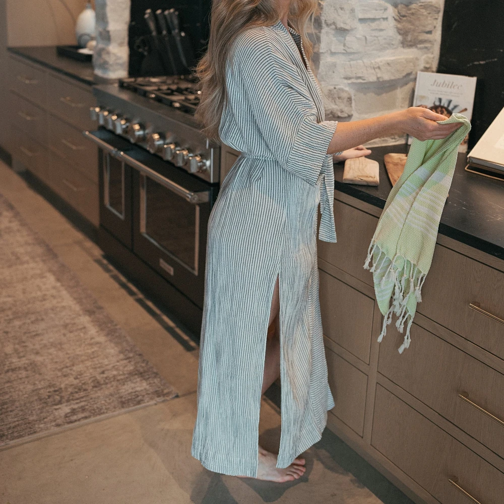 Striped Crinkle Cotton Robe