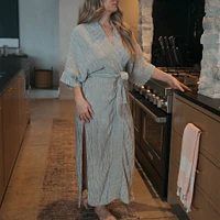 Striped Crinkle Cotton Robe