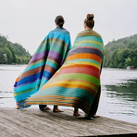 Multi Stripe Fringed Alpaca Blanket