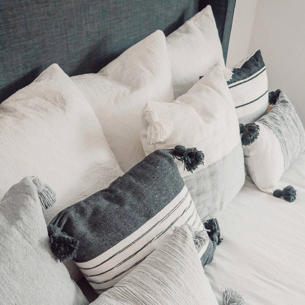 Half Light Grey Pom Pom Pillow - 20x20"