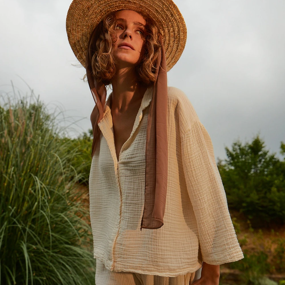 Crinkle Shirt Blouse