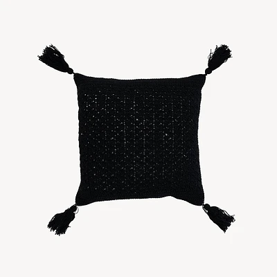 Crochet Pillow With Tassels - 15x15"