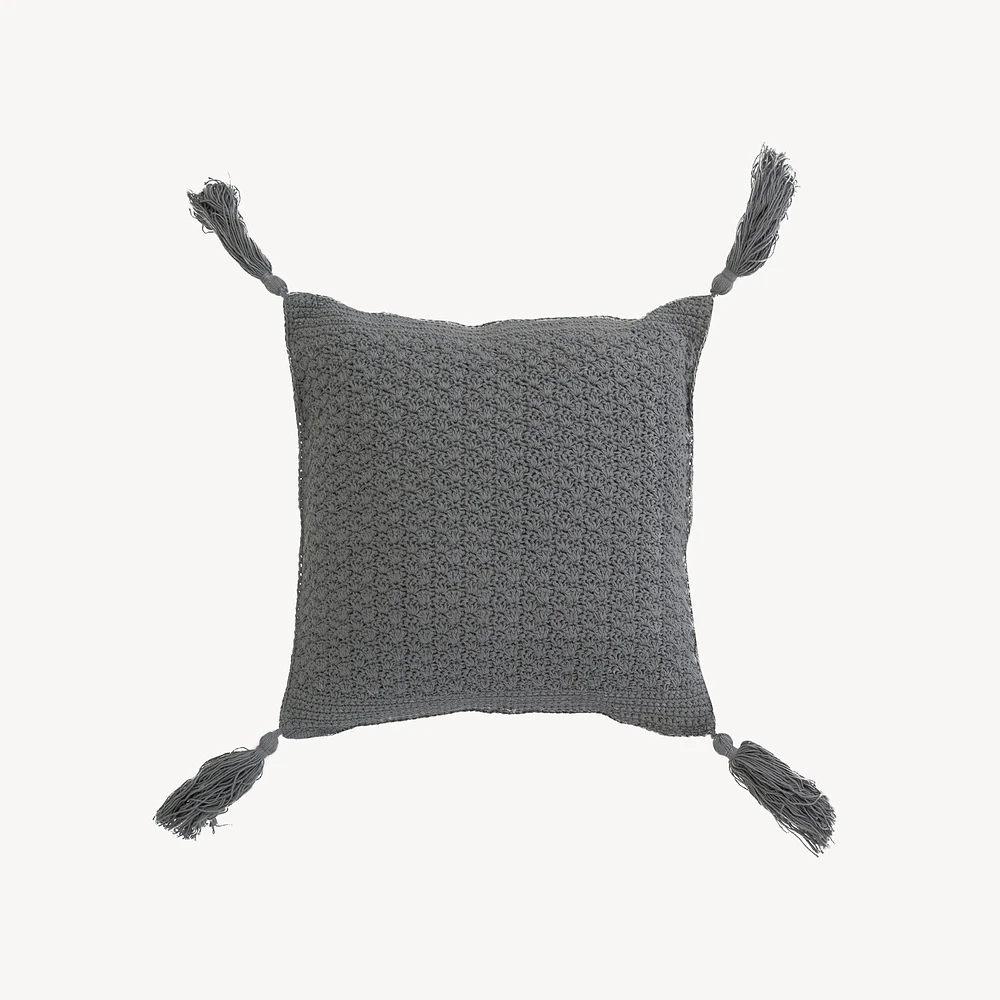 Crochet Pillow With Tassels - 15x15"