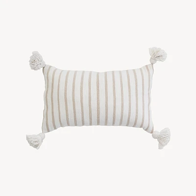 Beige Striped Moroccan Pillow - 12x20"