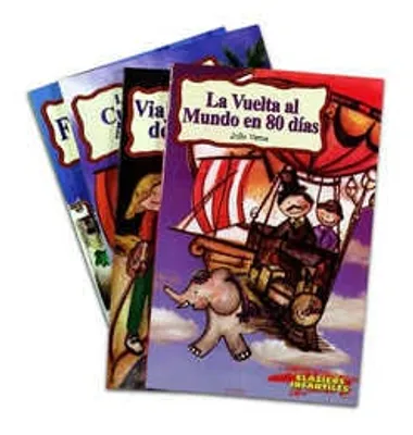 Clásicos infantiles azul niños con 4 libros