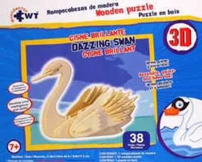 Rompecabezas de madera 3D chico Cisne brillante