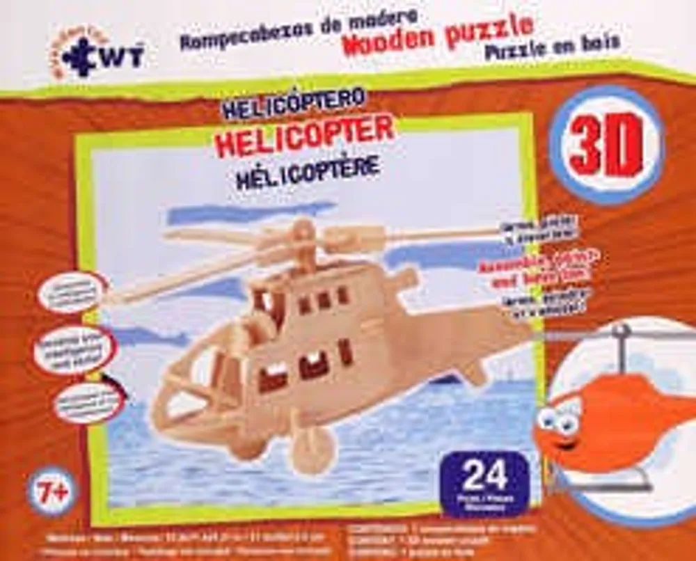 Rompecabezas de madera 3D chico Helicóptero