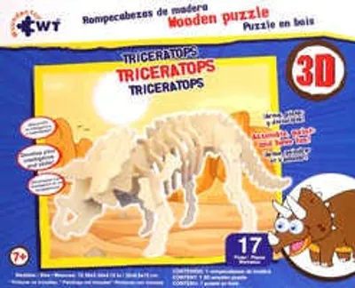 Rompecabezas de madera 3D chico Triceratops