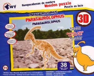 Rompecabezas de madera 3D chico Parasaurolophus