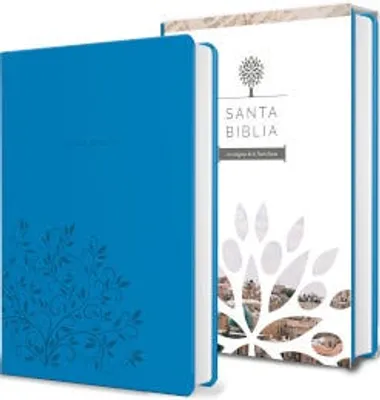 Biblia Reina Valera 1960 letra grande Símil piel azul, tamaño manual