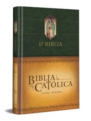 La Biblia Católica Edición letra grande, tapa dura, verde, con Virgen de Guadalupe en cubierta