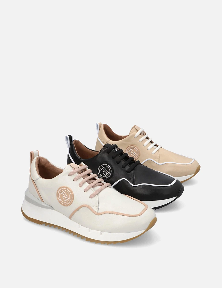 Zapato deportivo en piel napa nude con logo Pd para mujer