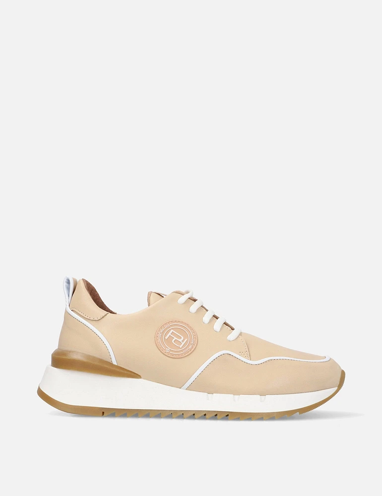 Zapato deportivo en piel napa nude con logo Pd para mujer