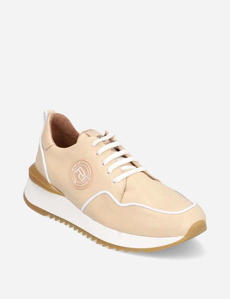 Zapato deportivo en piel napa nude con logo Pd para mujer