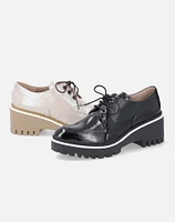 Zapato tipo Blucher  en piel color blanco para mujer