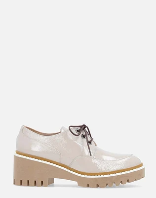 Zapato tipo Blucher  en piel color blanco para mujer