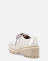 Zapato tipo Blucher  en piel color blanco para mujer