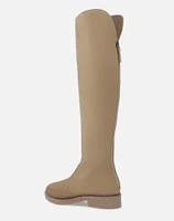 Bota alta en ante color beige para mujer