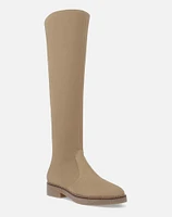 Bota alta en ante color beige para mujer