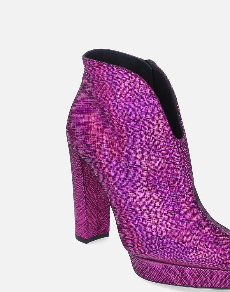 botin plataforma rosa estampado metalizado para mujer