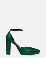 Zapatilla con pulsera en piel metalizada color  verde para mujer