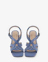 Sandalia en piel florantik color azul para mujer