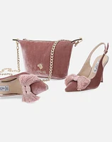 Mini bolso en terciopelo color rosa para mujer