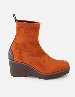 Zapato tipo botín en ante elástico color naranja para mujer