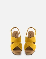 Sandalia de tacón alto en ante color amarillo para mujer