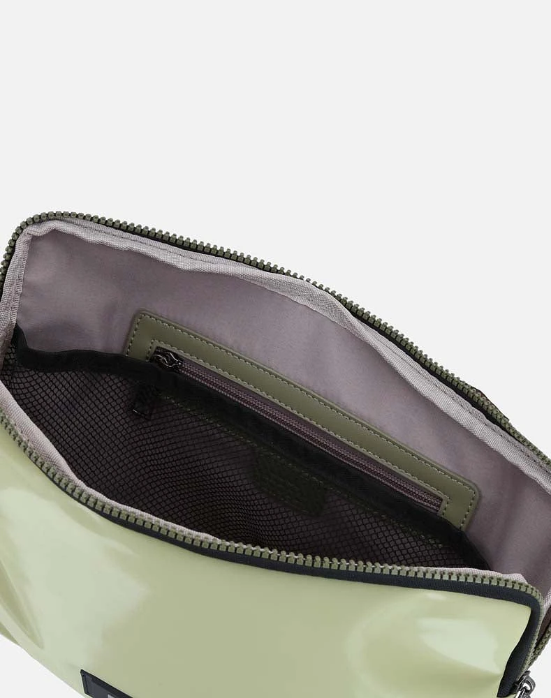 Estuche porta lap top en textil color verde con efecto tornasol unisex