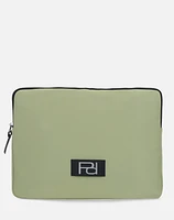 Estuche porta lap top en textil color verde con efecto tornasol unisex