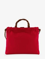 Bolso bandolera con grabado Pd al frente en color rojo para mujer