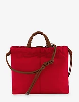 Bolso bandolera con grabado Pd al frente en color rojo para mujer