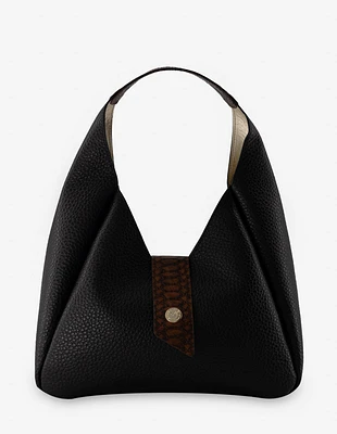 Bolso al hombro color negro con detalles de serpiente para mujer