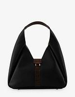 Bolso al hombro color negro con detalles de serpiente para mujer